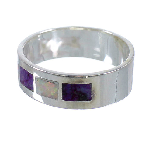 Southwest Opal Magenta Turquoise And Genuine Sterling Silver Jewelry Ring Size 8-1/4 VX57824